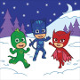 Catboy Owlette and Gekko Running in the Snow