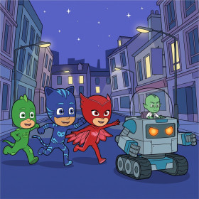 Catboy Owlette and Gekko Chasing Romeo's Robot
