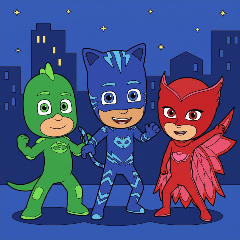 Catboy Owlette and Gekko City Skyline Heroes