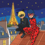 Ladybug and Cat Noir on Paris Rooftops