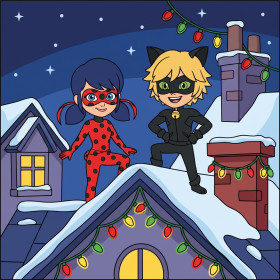 Ladybug and Cat Noir Christmas Rooftop Lights