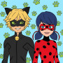 Cat Noir and Ladybug Green Paw Portrait