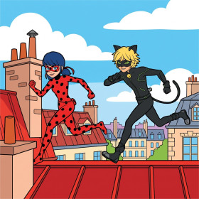 Ladybug und Cat Noir auf den Dächern