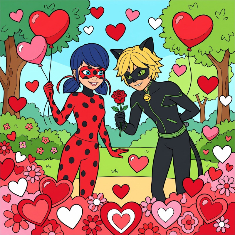 Ladybug and Cat Noir Valentine Hearts