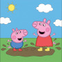Peppa et George sautant dans les flaques de boue
