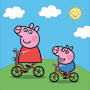 Peppa and George Riding Bicycles on a Green Hill