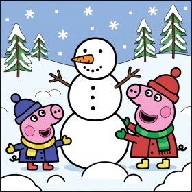 Peppa and George Building a Snowman