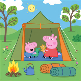 Peppa et George en camping sous la tente