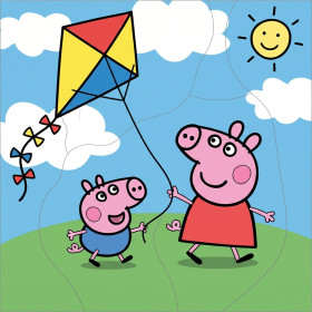 Peppa en George laten een vlieger op