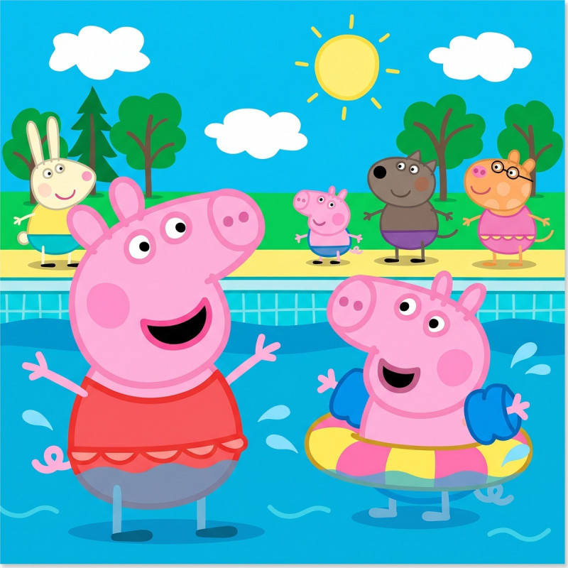 Peppa e George in piscina con gli amici
