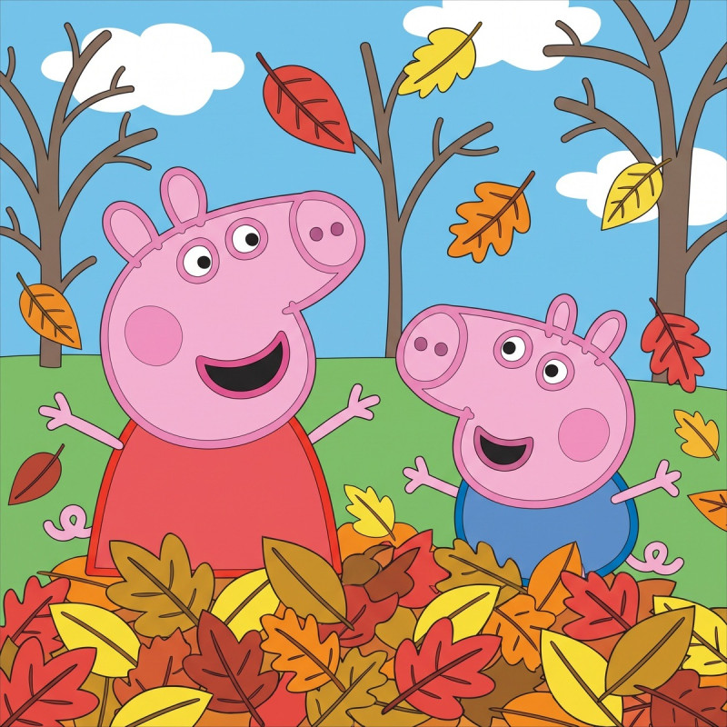 Peppa and George Playing in Autumn Leaves