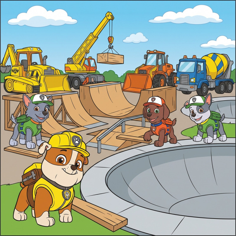 Construction du skatepark par Rubble et son équipe