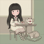 Tea Table and Sleeping Cat