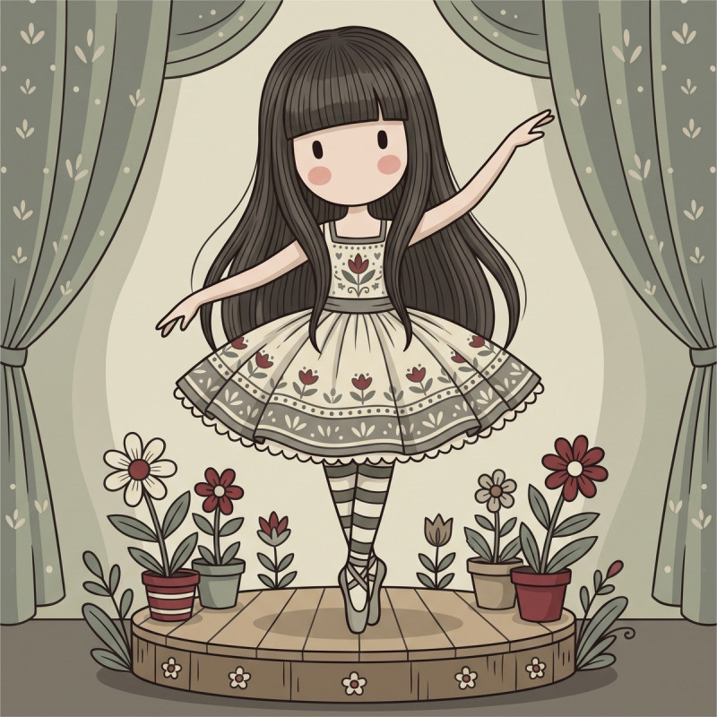 Ballerine aux Rideaux Fleuris