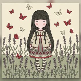 Gorjuss Girl Among Lavender Butterflies