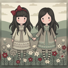 Deux Amies Gorjuss dans les Fleurs