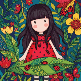 Ragazza Gorjuss tra le coccinelle