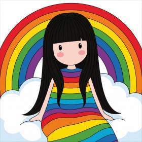 Gorjuss auf der Regenbogenwolke