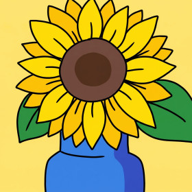 Sunny Sunflower in Blue Vase