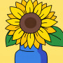 Grote Zonnebloem in Blauwe Vaas