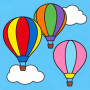 Drei bunte Heißluftballons
