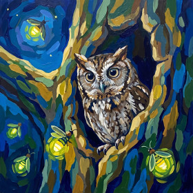 Owl in the Firefly Hollow