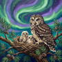 Mother Owl and Two Owlets