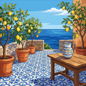 Sizilianische Terrasse am Meer