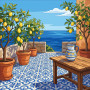 Sizilianische Terrasse am Meer