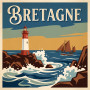 Brittany Lighthouse Travel Poster