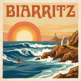 Biarritz Surfers at Sunset