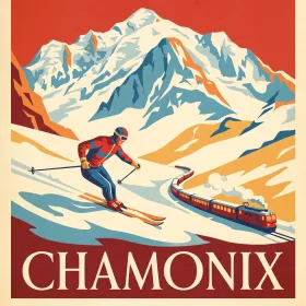 Snowy Chamonix Train Poster