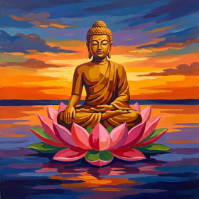 Buddha Dorato sul Loto Rosa