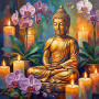Golden Buddha and Orchid Candles