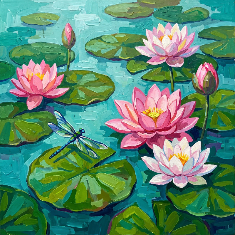 Roze Lotussen op Turquoise Water