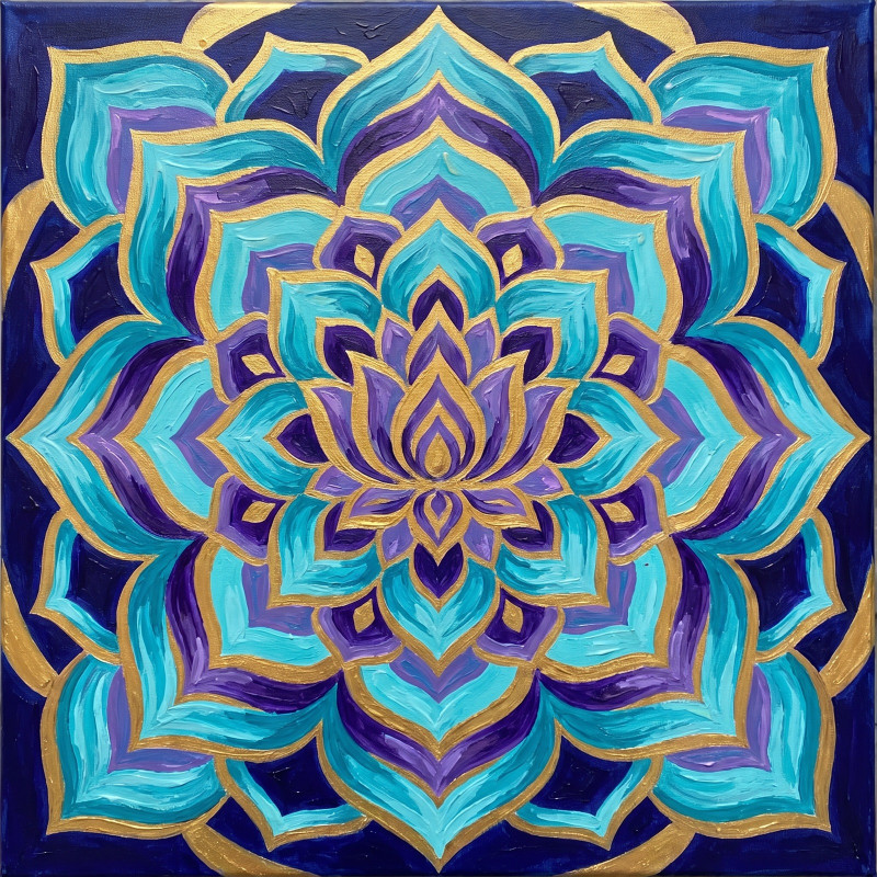 Symmetrische Lotusbloem in Goud