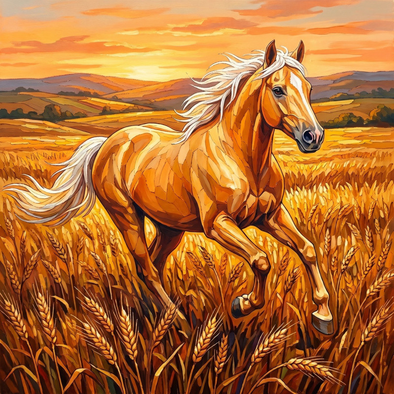 Goldenes Palomino-Pferd im Weizenfeld