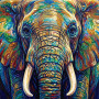 Alter Elefant mit weisen Augen und Stoßzähnen