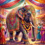 Versierde olifant in de feestelijke stoet