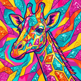 Pop-Art-Giraffe mit geometrischem Patchwork