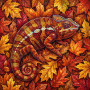 Camouflaged Chameleon in Autumn Leaves