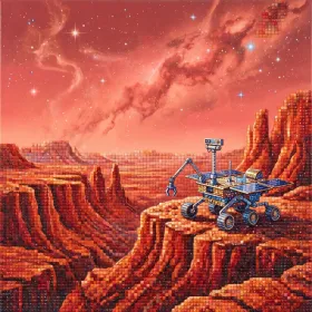 Rover martien au bord des canyons rouges