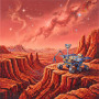 Rover martien au bord des canyons rouges