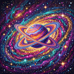 Pianeta ad anelli nella galassia a spirale