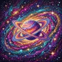 Pianeta ad anelli nella galassia a spirale
