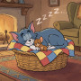Tom e Jerry addormentati nel cesto