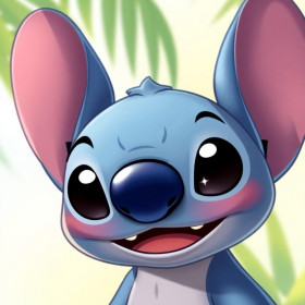 Portrait de Stitch au sourire joyeux