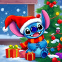 Stitch décore le sapin de Noël