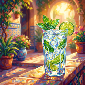 Tall Mojito on Sunny Terrace