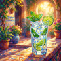 Mojito fresco su terrazza assolata